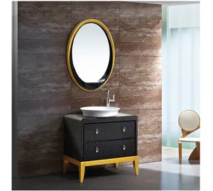 卫生间储物柜腿浴室柜浴室后闪亮漆金黑现代梳妆台实木壁挂式安装