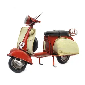 Artesanato de metal antigo, modelo de scooter antigo, ornamento de motocicleta, decoração diy de artesanato, casa e escritório