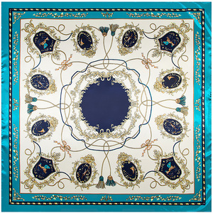 Sciarpe in Seta per Donne, Foulard in Raso con Stampa a Catena, Sciarpe Quadrate <span class=keywords><strong>di</strong></span> Lusso per Signore, Bandana Hijab <span class=keywords><strong>Scialle</strong></span> per Ragazze 90cm*90cm - Product Image 4