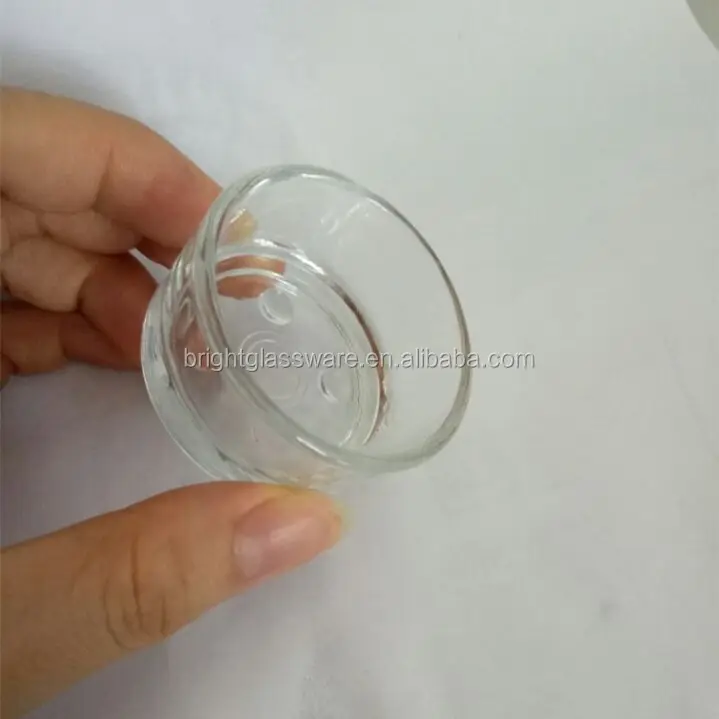 D47 * H26mm קצר עגול זכוכית פמוט, מיני זכוכית פמוט, tealight כוס עבור סיטונאי