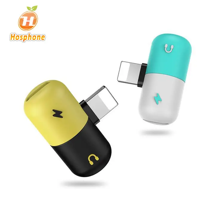 Hosphone 2 in 1 Pill Adapter Splitter Headphone music Audio Charge Adapter for iPhone 7 8 plus X max ios12 Splitter