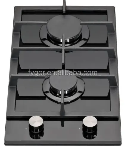 Новая газовая плита плоского типа с 2 горелками и подставкой для чугунной сковороды, Черная кухонная плита из закаленного стекла, керамическая/стеклянная ODM / OEM