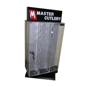 Custom retail store rotating acrylic display case for knife,spoon set cutlery display box rack stand