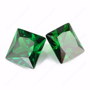 Factory direct sale green emerald square cut cubic zirconia loose crystal stones for rings