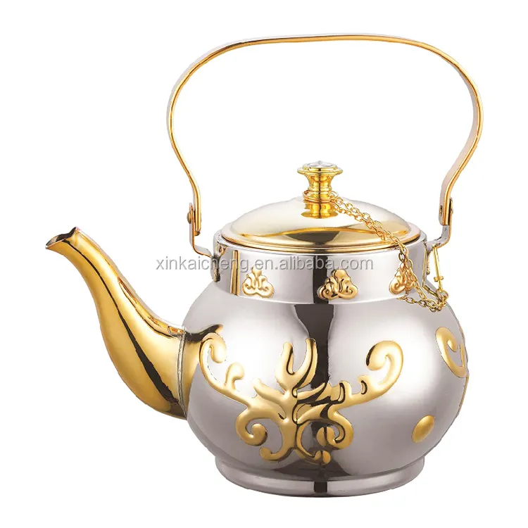 Drinkware tea serving gold color turkish tea pot 1.3L 1.6L 1.8L stainless steel teapot for home