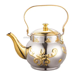 1set Round Stainless Steel Tea Pot Stove, Gold