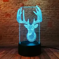 Lampe LED en forme de cerf gravé 3D, veilleuse, Gadget, éclairage de chambre à coucher, bureau, maison, café, chevet, jouet, cadeau de noël