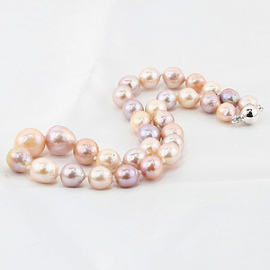 FEIRUN 11-12mm הבארוק AA + צבעוני מים מתוקים טבעי פנינים מתורבתות שרשרת פנינה אמיתית שרשרת מחיר - Product Image 3