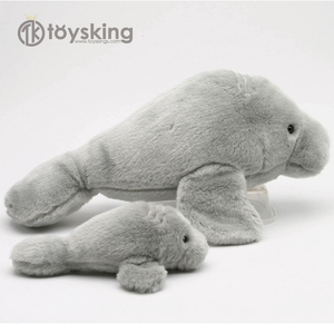 Manatí del mundo del mar con Peluche de bebé, <span class=keywords><strong>vaca</strong></span> del mar gris con relleno, Animal de peluche, juguete de recuerdo - Product Image 1