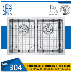 Hecho a mano <span class=keywords><strong>de</strong></span> acero inoxidable undermount plato doble fregadero <span class=keywords><strong>de</strong></span> la <span class=keywords><strong>cocina</strong></span> <span class=keywords><strong>de</strong></span> piedra - Product Image 5