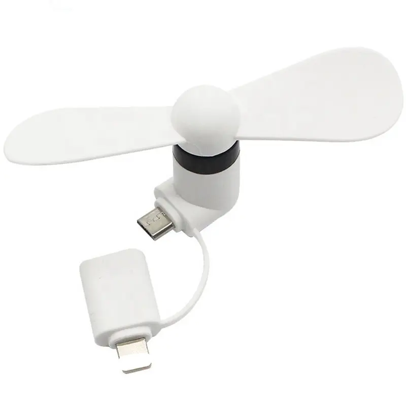 Groothandel 2 in 1 Micro USB Draagbare Mini oplaadbare Mobiele telefoon hand Fan voor iPhone en Android