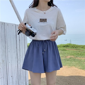 2019 Nuovo Stile di Estate Delle Donne A Vita Alta Chiffon di Raffreddamento Breve <span class=keywords><strong>Pantaloni</strong></span> Larghi del Piedino del Pannello Esterno Solido Bicchierini Casuali Accoglienti Tutti I Match bicchierini della ragazza - Product Image 5