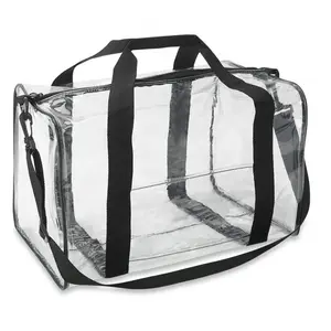 Sac à fermeture éclair en PVC étanche imprimé personnalisé sac de voyage en plastique transparent avec poignée et longue bandoulière - Product Image 1