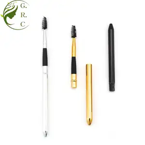 Oem Tùy Chỉnh Thân Thiện Với Môi Tím Vàng Du Lịch Mini Kim Loại Xoay Có Thể Thu Vào Mascara Wand Lông Mi Applicator Brush Với Một Nắp Đậy