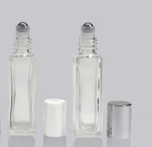 स्पष्ट 10ml मोटी दीवार ग्लास के साथ बोतलों पर रोल स्टील रोलर गेंद आवश्यक तेल इत्र कांच की बोतल