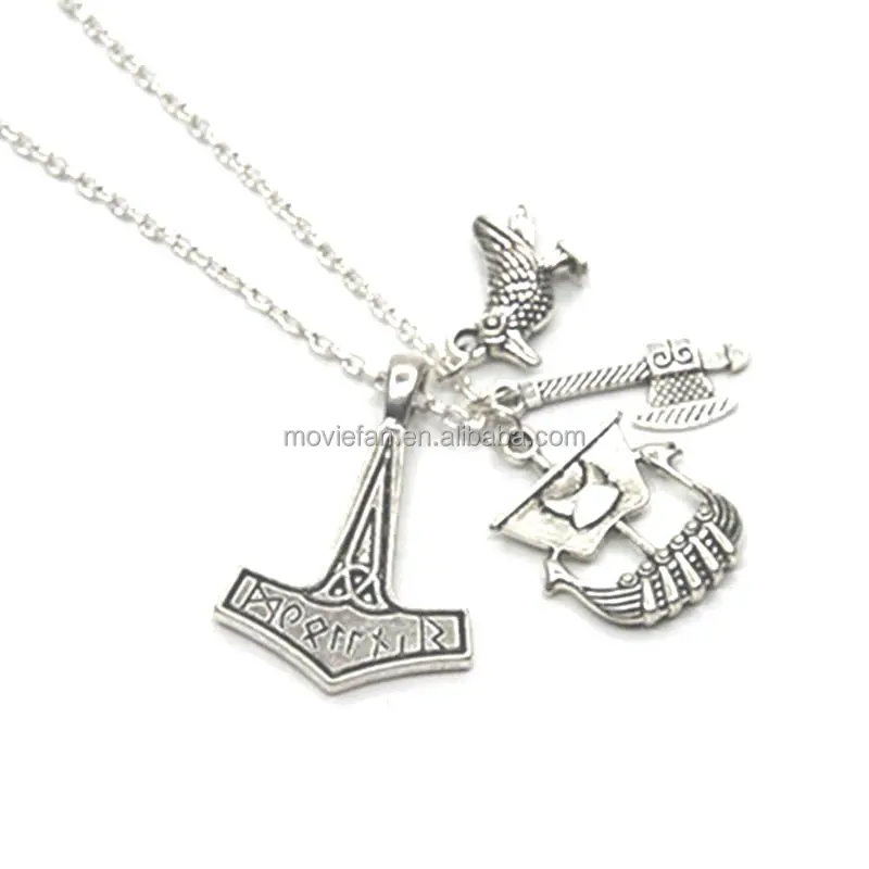 Viking Ketting: Geschiedenisgeek Schip En Thor 'S Hamerhanger-Cadeau Voor Hem, Nerd Ketting