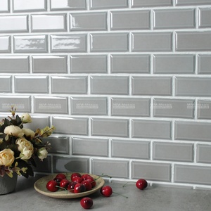 Home Decor Wall Pantry Kitchen <strong>2</strong>&quot;x4&quot; Beveled <strong>Edge</strong> Subway Ceramic <strong>Tile</strong> Grey