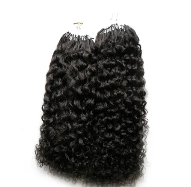 Micro extensiones de cabello humano afro rizado, baratas y de alta calidad, remy 100