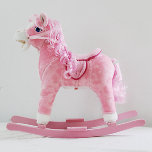 Soft Kids Hobbelpaard met Geluid Roze Knuffeldier Hobbelpaard Speelgoed - Product Image 2