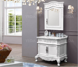 YIDA Sanitair Luxe Gothic Klassieke Eiken Houten Antieke Bad Dressing Kabinet voor Badkamer