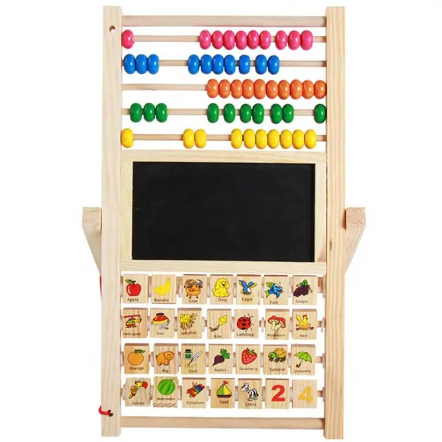 子供の数学学習多機能磁気木製そろばんと製図板