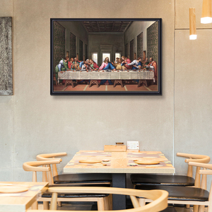 Handmade Antique Famous <strong>Reproduction</strong> the Last Supper Da Vinci Fabric Canvas <strong>Oil</strong> <strong>Painting</strong>