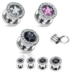 Piercing de acero con estrella de circonita para mujer, 316l, para el túnel de La Oreja, a la moda