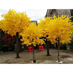 新品上市高品质2-4m观赏大型户外装饰树黄色人造银杏树展厅