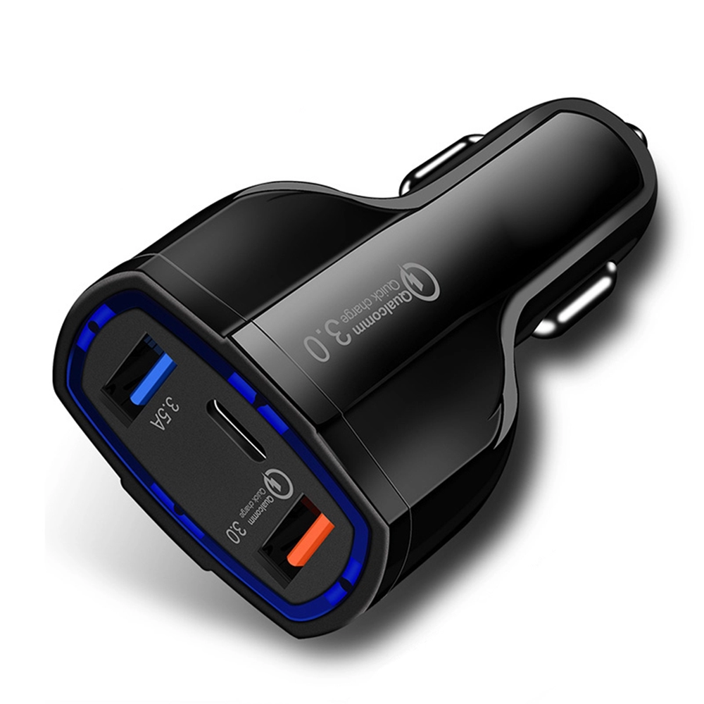 QC3.0 واجهة نوع C سريع شاحن سيارة ذكي منافذ USB محول الطاقة المزدوجة USB شاحن سيارة للهواتف الذكية