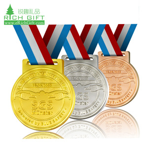 Groothandel Custom Metalen Sport Medaille Custom Medailles Zwemmen 1st , 2nd , 3rd Plaats Goud Zilver Brons Custom Made Medailles Zwemmen - Product Image 1