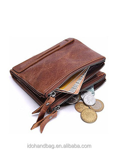 Portefeuille Homme Vintage Tendance en <span class=keywords><strong>Cuir</strong></span> Véritable avec <span class=keywords><strong>Porte</strong></span>-<span class=keywords><strong>Monnaie</strong></span> Euro, Fermeture Ouverte, RFID, Court, Double Poches - Product Image 3