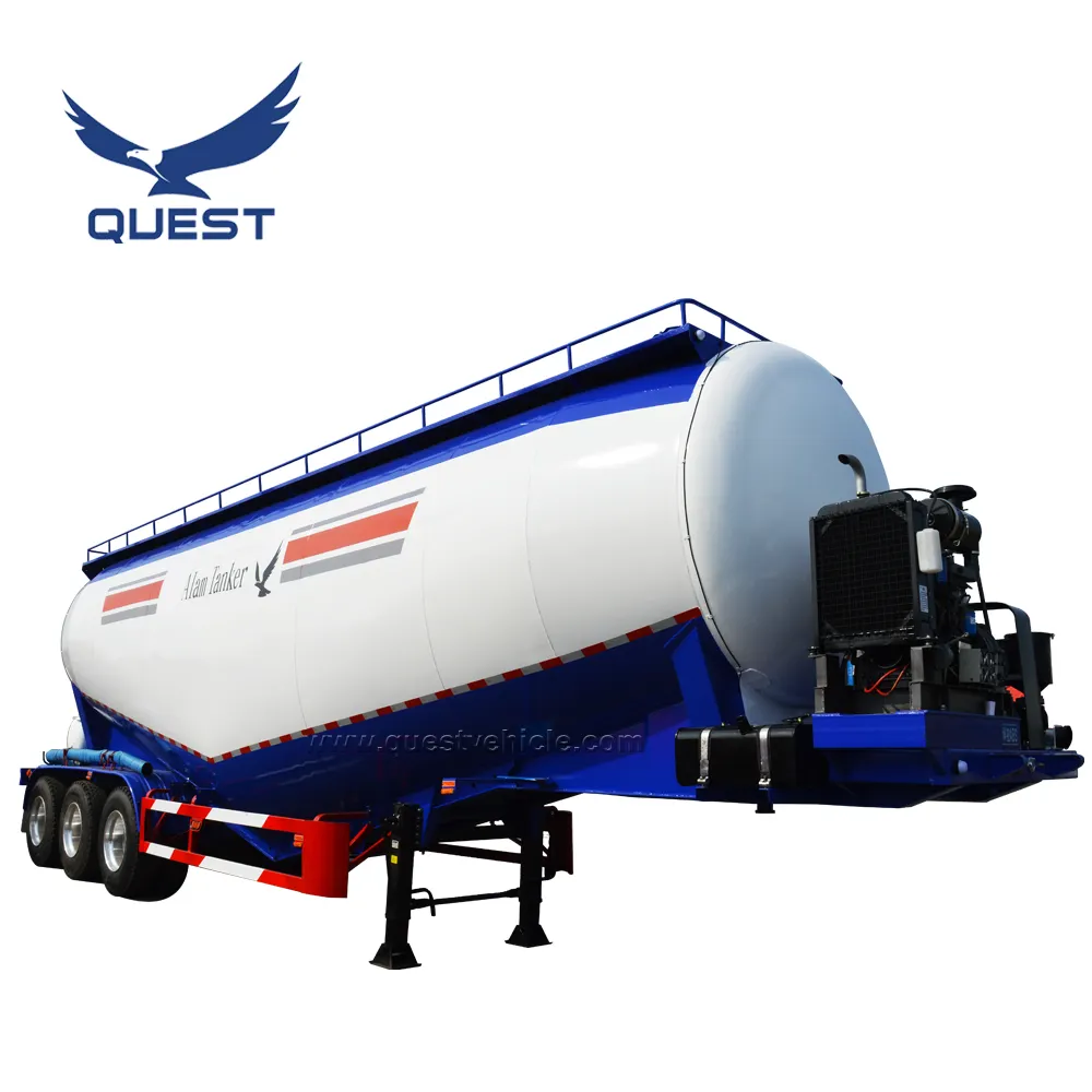 QUEST — réservoir de ciment en vrac, semi-remorque pour réservoir de poudre, en soie sèche, triple axe 60cbm 45cbm 60 ton 70 tonnes