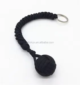 Kustom warna monyet fist paracord handmade keychain dengan kayu bola self-denfence kelangsungan hidup paracord keychain