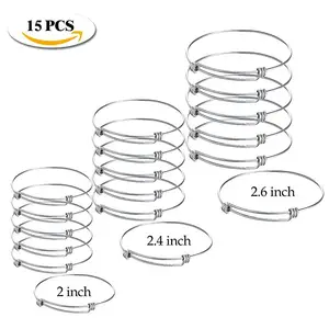 Pulseira de fio ajustável, pulseira em branco de aço inoxidável expansível para fabricação de jóias