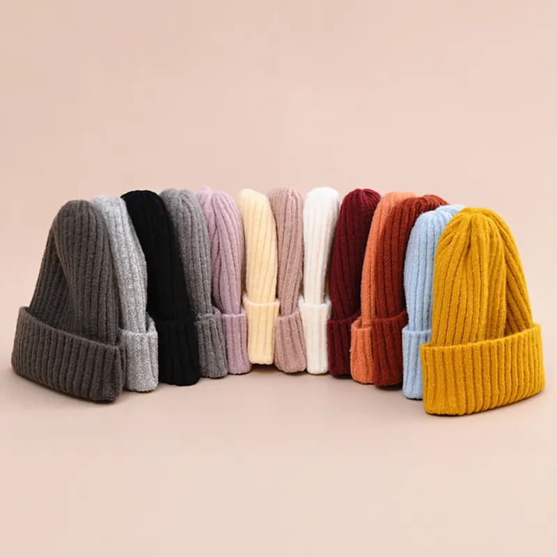 Barato Crânio Slouchy Cuff Chapéu do Inverno Em Branco Gorras, Personalizado Grosso Lã Cashmere crianças bebê inverno chapéus para crianças Beanie Hat