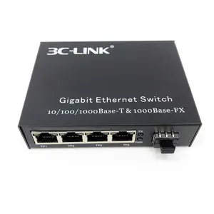 Gigabit ethernet optical fiber switch 10/100/1000M 4 UTP + SFP Mini 5 port unmanageable fiber switch