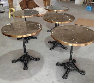 Mới Nhất Sang Trọng Cổ Điển Ngành Công Nghiệp Thương Mại Nhà Hàng Đồ Nội Thất Cà Phê Cửa Hàng Cafe Tổ Chức Sự Kiện Thanh Kim Loại Cơ Sở Đầu Bằng Đá Cẩm Thạch Bàn Ăn - Product Image 1