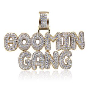 BOOMIN <span class=keywords><strong>GANG</strong></span> Hombres Doble Fila Iniciales Zircon Accesorios Moda Colgante Collar - Product Image 4