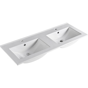 Lavabo en céramique de luxe en forme de rectangle de conception moderne traditionnelle et évier pour armoire de salle de bain - Product Image 1