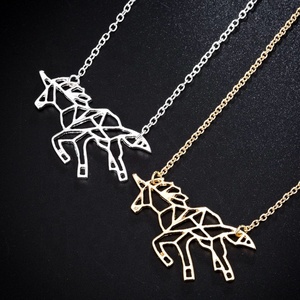 MECYLIFE collier animal mignon collier cheval géométrique en acier inoxydable bijoux <span class=keywords><strong>Origami</strong></span> licorne collier - Product Image 5