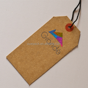 recycled kraft custom printing brown paper hanger tag for garment
