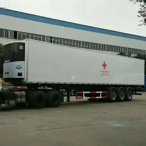 Refrigerator body with meat hook refrigerated semi trailer, 40-50ton mobile freezer trailer for sale