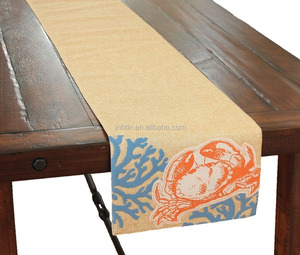 Cangrejo bordado algodón/<span class=keywords><strong>Lino</strong></span> <span class=keywords><strong>camino</strong></span> de <span class=keywords><strong>mesa</strong></span> con 44x140 cm - Product Image 2