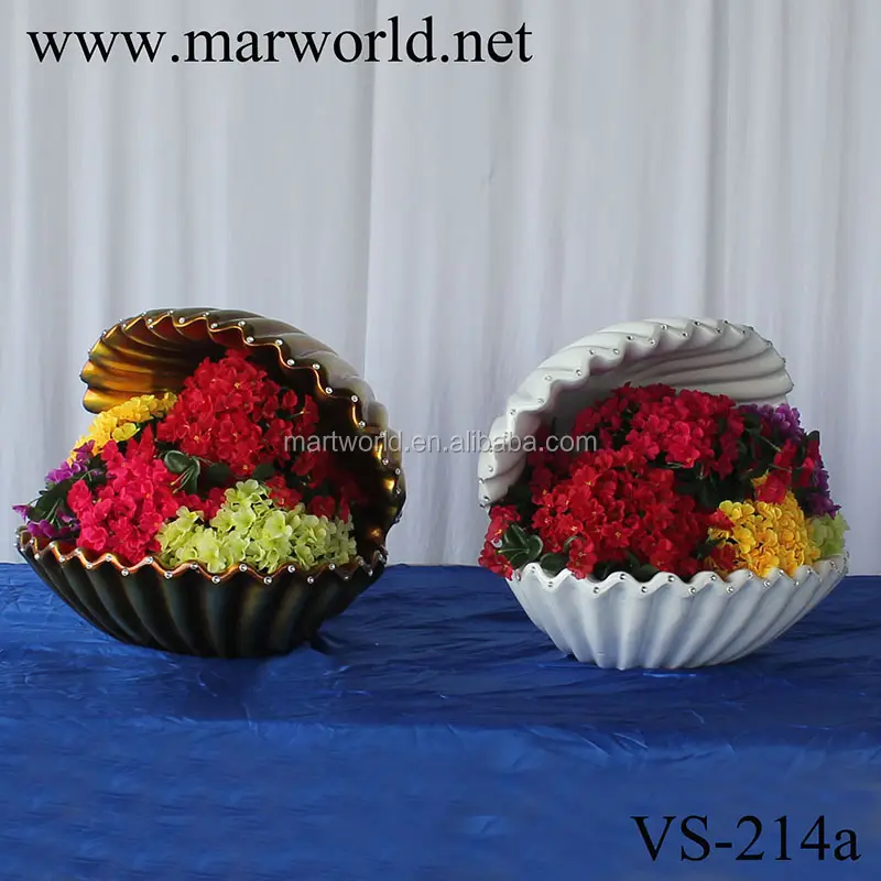Vaso di fiori in ceramica di alta qualità con conchiglia in fibra di colonna per feste vaso con corda di conchiglia decorazione per matrimonio (VS-2