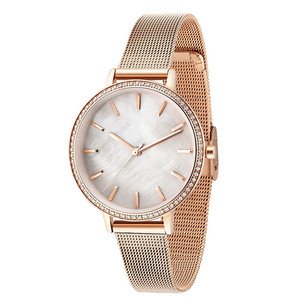 Montre à <span class=keywords><strong>Quartz</strong></span> pour femmes à la mode finition or Rose étanche nouveau Design Sport Simple montre-bracelet en acier inoxydable bande 5mm boîtier - Product Image 5