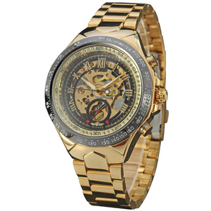 <span class=keywords><strong>WINNER</strong></span> Herren Golduhren Top-Marke Sportliches Design Automatische Mechanische Uhr Männliche Skelett-Armbanduhr mit Edelstahlband - Product Image 4