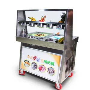 Macchina per rotoli di gelato fritto in padella di congelamento pezzi di ricambio per macchina per gelato Vending Soft Ice Cream con Topping Storage 5 serbatoi