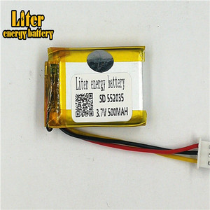 Socket 2.5-3 P 3.7 V 552035 500 mah Lithium polymer battery rechargeable lipo battery for bluetooth devices, skateboard, game player - Product Image 2