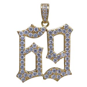 Collier pendentif solide numéro <span class=keywords><strong>69</strong></span> en zircon, style hip-hop, <span class=keywords><strong>rappeur</strong></span> Ins 6ix9ine - Product Image 4