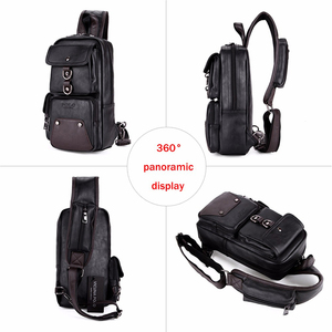 VICUNA POLO Trendige Brusttasche mit Vordertasche Neuerscheinung Casual PU-Leder Große Schwarze Umhängetasche Herrentasche - Product Image 3